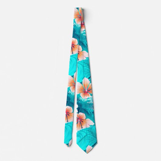 Hibiscus bloemen op het strand stropdas (Achterkant)