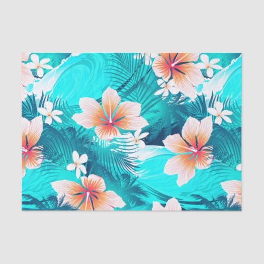 Hibiscus bloemen op het strand tissuepapier (Voorkant)