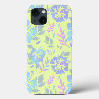 Hibiscus bloemen paars blauw Geel patroon Case-Mate iPhone Case