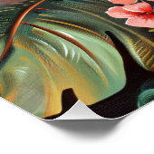 Hibiscus Bloemen Palm Fronds Tropische Decoupage Perfect Poster (Hoek)