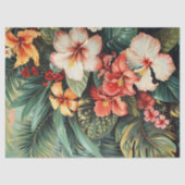 Hibiscus Bloemen Palm Fronds Tropische Decoupage Tissuepapier (Voorkant)