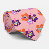 Hibiscus Bloemen Patroon Roze Bloemen Grooms strop Stropdas (Opgerold)