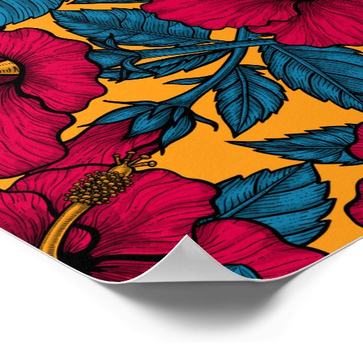 Hibiscus bloemen poster (Hoek)
