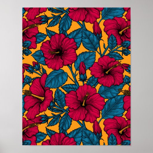 Hibiscus bloemen poster (Voorkant)