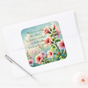 Hibiscus Bloemen & Quote Vierkante Sticker