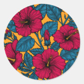 Hibiscus bloemen ronde sticker
