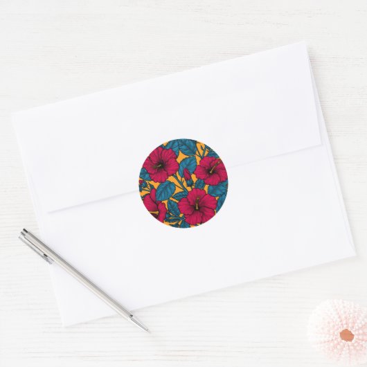 Hibiscus bloemen ronde sticker