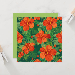 Hibiscus Bloemen Rood Oranje Groen Jungle Loof