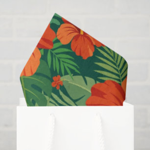 Hibiscus Bloemen Rood Oranje Groen Jungle Loof  Tissuepapier