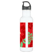 Hibiscus bloemen rood tropisch patroon monogram waterfles  (Achterkant)