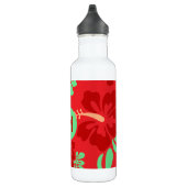 Hibiscus bloemen rood tropisch patroon monogram waterfles  (Rechts)