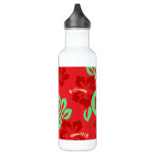Hibiscus bloemen rood tropisch patroon monogram waterfles  (Links)