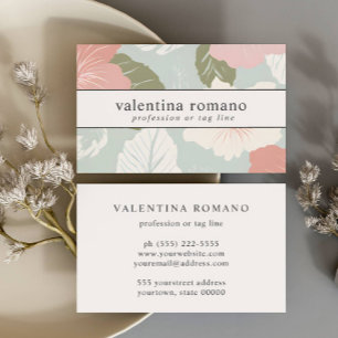 Hibiscus Bloemen Roze blauwe salie wit elegant Visitekaartje