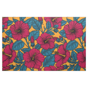 Hibiscus bloemen stof