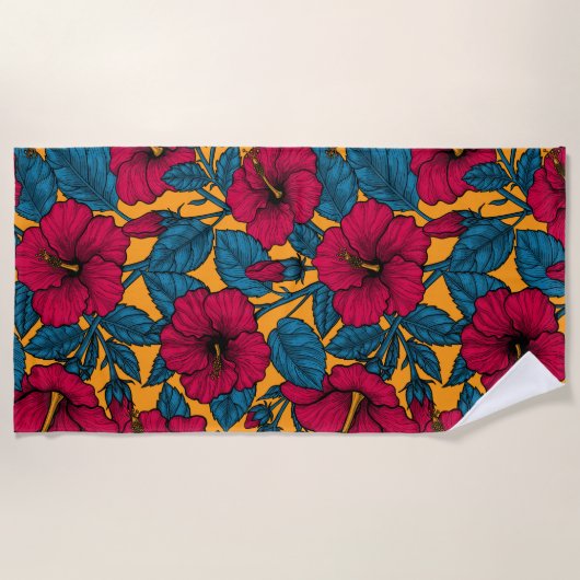 Hibiscus bloemen strandlaken (Voorkant)