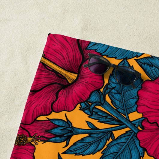 Hibiscus bloemen strandlaken (In situ)