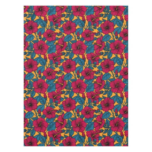 Hibiscus bloemen tafelkleed (Voorkant)