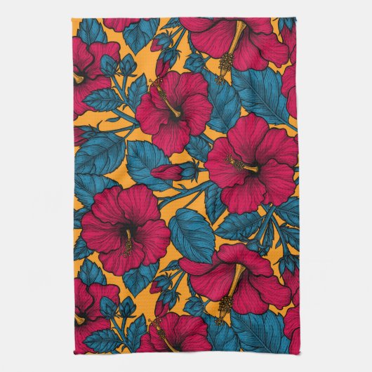 Hibiscus bloemen theedoek (Verticaal)