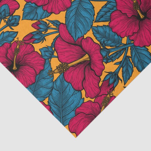 Hibiscus bloemen tissuepapier (Detail)