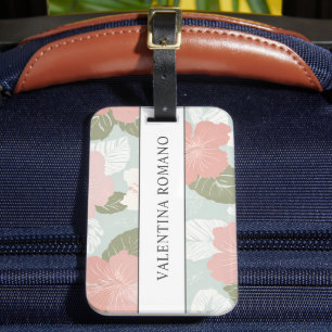 Hibiscus Bloemen Tropische Botanische Gepersonalis Bagagelabel