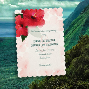 Hibiscus Bloemen Trouw Uitnodiging Template