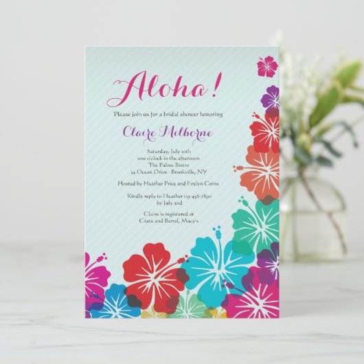 Hibiscus Bloemen Uitnodiging (Staand voorkant)