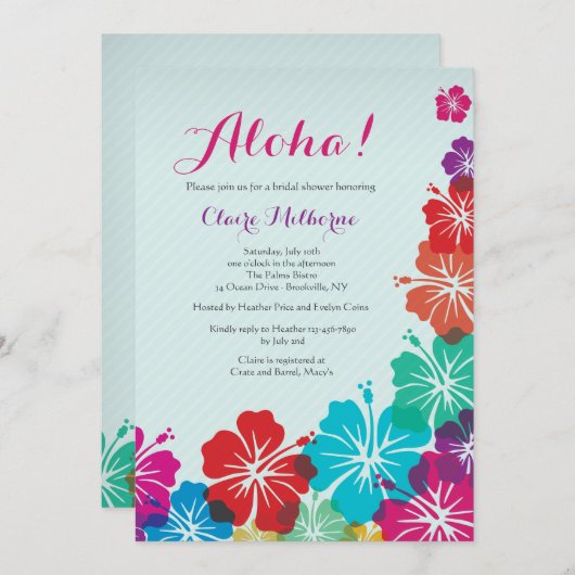 Hibiscus Bloemen Uitnodiging (Voorkant / Achterkant)