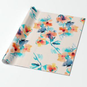 Hibiscus bloemen waterverf afbeelding patroon cadeaupapier
