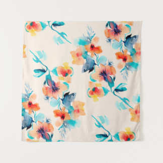 Hibiscus bloemen waterverf afbeelding patroon wandkleed