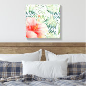 Hibiscus bloemenblad Waterverf II Canvas Afdruk (Insitu (Slaapkamer))