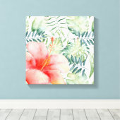 Hibiscus bloemenblad Waterverf II Canvas Afdruk (Insitu (Houten vloer))