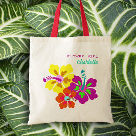 Hibiscus Bloemenmeisje Bridal Party gepersonalisee Tote Bag