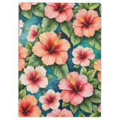 Hibiscus bloemenpatroon digitale kunst / gepersona klembord (Achterkant)