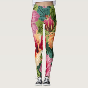 Hibiscus bloemenpatroon Leggings