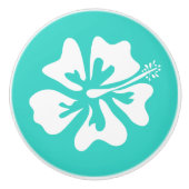 Hibiscus bloemenreservaat florale printplaat keram keramische knop (Voorkant)