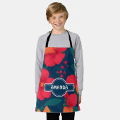 Hibiscus bloemig kleurrijk gepersonaliseerd patroo schort (Gedragen)