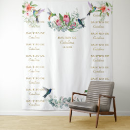 Hibiscus Bloemige Step & Repeat Bautizo Achtergron Wandkleed