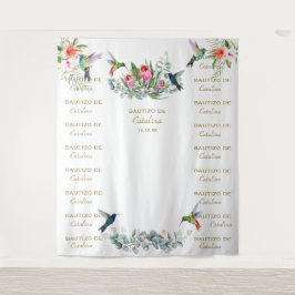 Hibiscus Bloemige Step & Repeat Bautizo Achtergron Wandkleed