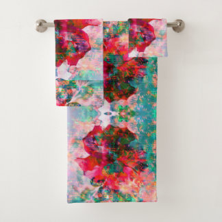 Hibiscus bloempatch handdoekset bad handdoek