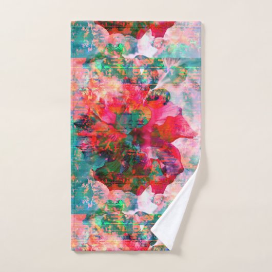Hibiscus bloempatch handdoekset bad handdoek (Handdoek)