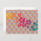 hibiscus blooms gekleurd | hartpatroon briefkaart (Voorkant / Achterkant)