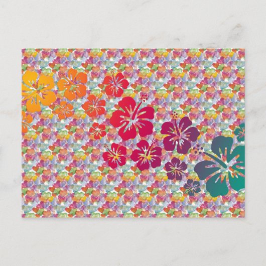 hibiscus blooms gekleurd | hartpatroon briefkaart (Voorkant)