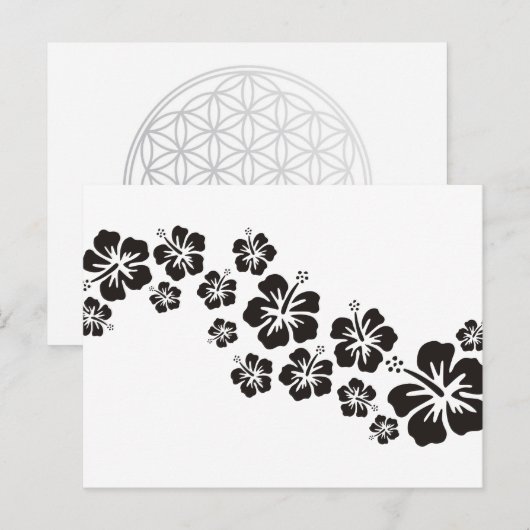 hibiscus blooms in het zwart briefkaart (Voorkant / Achterkant)