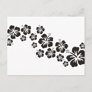 hibiscus blooms in het zwart briefkaart