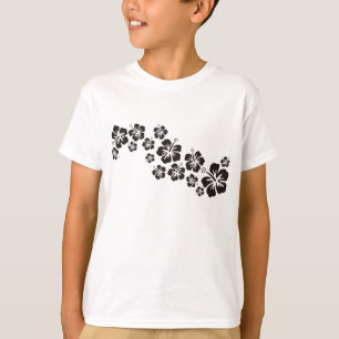 hibiscus blooms in het zwart t-shirt