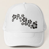 hibiscus blooms in het zwart trucker pet (Voorkant)