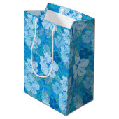 Hibiscus Blue Batik Medium Cadeauzakje (Achterkant Gekanteld)