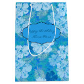 Hibiscus Blue Batik Medium Cadeauzakje (Voorkant)