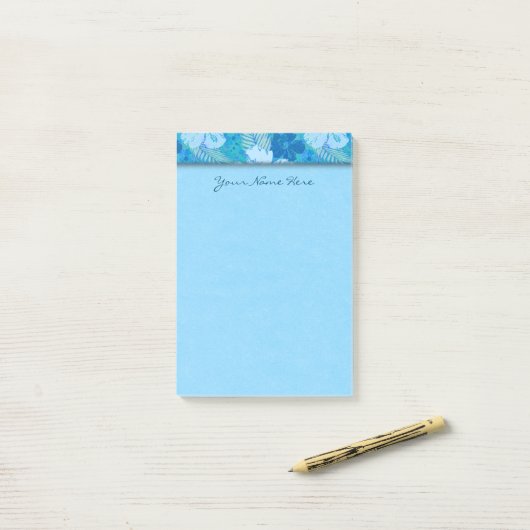 Hibiscus Blue Batik Post-it® Notes (Op bureau)