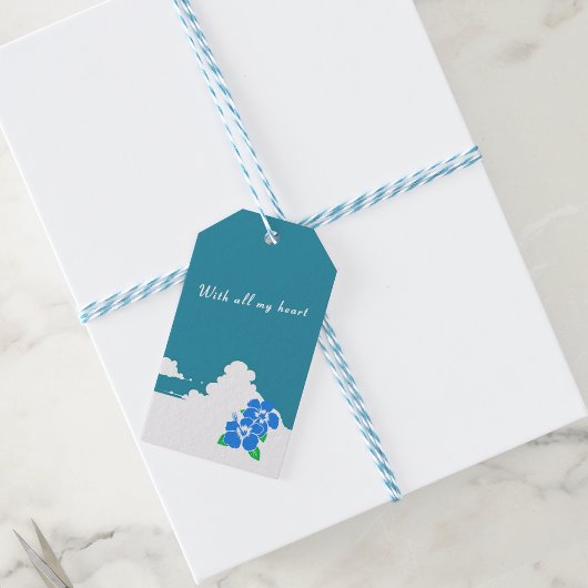 Hibiscus-blue & Summer Clouds Cadeaulabel